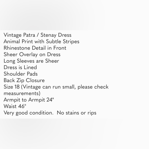 Vintage Stenay Animal Print Midi Dress Size 18 - Picture 7 of 7